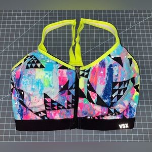 Victoria’s Secret VSX 32DD knockout bra neon geometric pattern